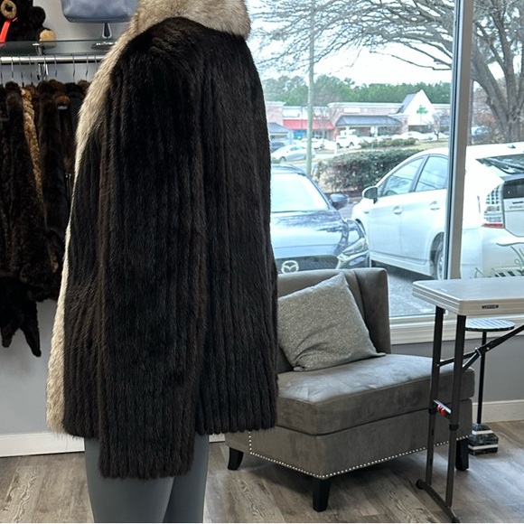 Saga Mink Fur Brown and Cream Jacket 12 - Picture 2 of 9